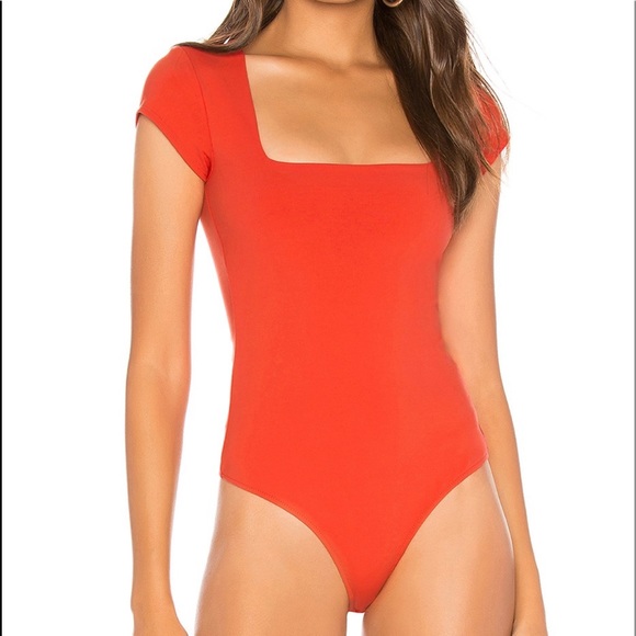 Free People Square Eyes Bodysuit in Red NWT - Picture 2 of 7